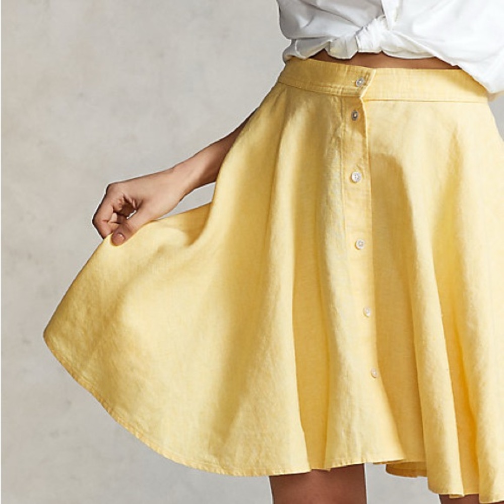 Polo Ralph Lauren Linen A-Line Button-Front Skirt